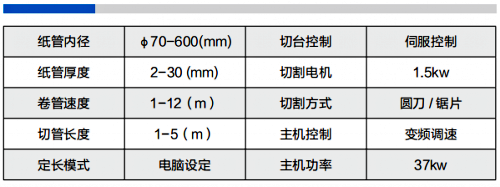 數控紙管機600型參數